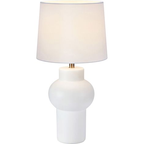 Lampe de table e27 blanche ceramique textile blanc - markslojd - shape (1/3)