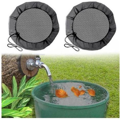 2 pièces filet de protection pour récupérateur d’eau de pluie – Housse circulaire avec cordon de serrage pour fût de collecte, anti-moustiques et anti-feuilles – Diamètre 97 cm (1/5)