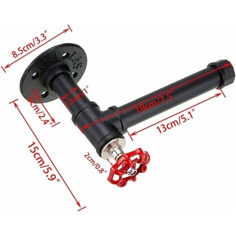 Support mural pour papier de toilette - Style vintage et industriel - Accessoire de salle de bain,Porte-Rouleau de Papier Toilette Vintage Design Industriel Rétro Métal Tube Support Mural Support Papi (1/4)