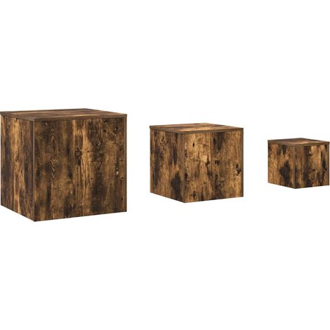 Maison Exclusive - Beistelltische 3 Stk. Räuchereiche Holzwerksto (1/5)
