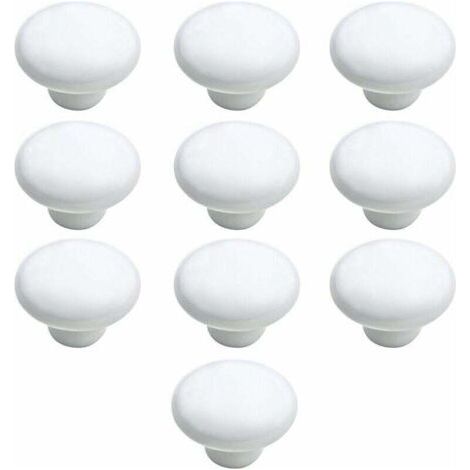 Door Knob 10 PCS 33mm Ceramic Handle Kitchen Door Drawer Cabinet Knobs White (1/5)