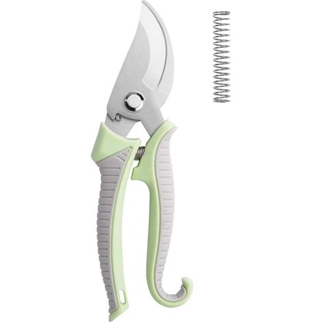 Sécateur de Jardin, Secateurs, Ciseaux Antidérapants avec Poignée Verrouillable, Sécateur Réglable à Lame Franche, Poignee Ergonomique, Sécateur pour Tailler Arbustes, Clôtures-Gris + Vert (1/5)