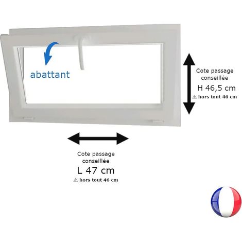 Fenêtre PVC blanc 1 vantail abattant hors tout H 46 x L 46 cm pour pose rénovation (1/5)