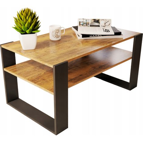 Couchtisch Eiche 90x50cm Loft Retro Couchtisch (1/5)