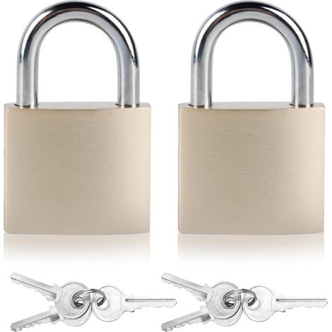 Lot de 2 cadenas 38mm résistants aux intempéries avec clés pour casier et valise