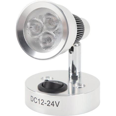 Lampe de chevet LED RV 12-24V Argent 3W 3000K Blanc Chaud Lampe de Lecture Portable pour Bateau Yacht (1/5)
