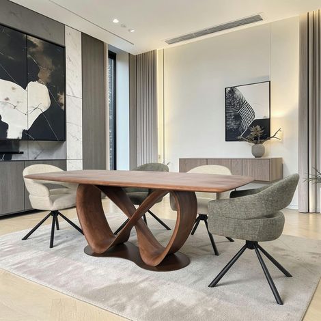 Table à manger bois de frêne à pied design ruban 220 cm ALDER (1/5)