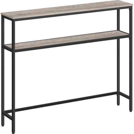 Vasagle – Console pour couloir – Table d’appoint 2 niveaux 20 x 100 x 80 cm – Panneaux agglomérés et acier – Couleur grège chiné et noir (1/5)