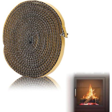 3 m Joint Insert Cheminée, Fibre de Verre 3 mm x 1 cm, Étanchéité Haute Température 550 °C, pour Poêle à Bois et Foyers