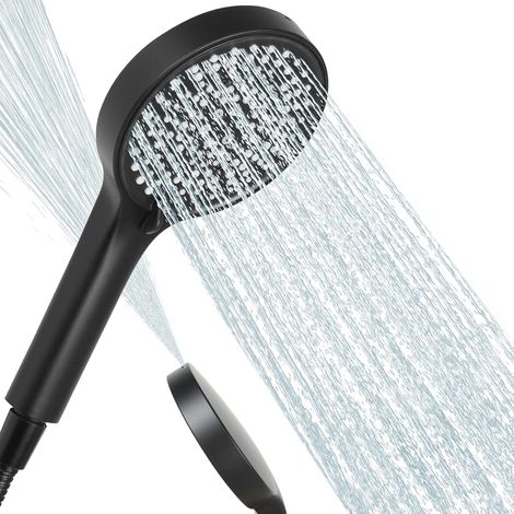 Pommeau de Duche, Pommeau de Douche Economie Deau,125mm de diamètre, 6 modes réglables répondent à diverses besoins tels que se laver, laver les animaux, et rincer la salle de bain(noir) (1/5)