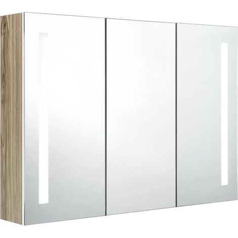 Armoire de salle de bain à miroir LED moderne 89 x 14 x 62 cm écoénergétique design contemporrain en MDF blanc (1/5)