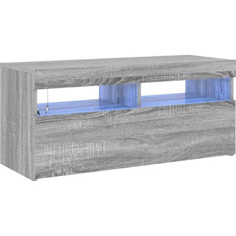 Meuble TV, Étagère TV, Meuble de Salon, avec lumières LED Sonoma gris 90x35x40 cm OIB4732E (1/5)