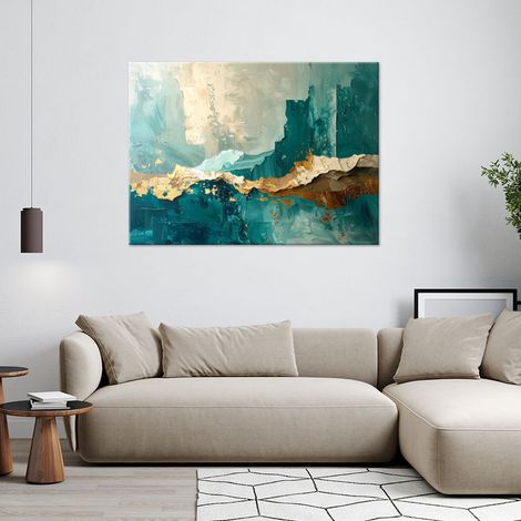 Wandbild Abstrakte Imitation von Farbe grün gold 60x40