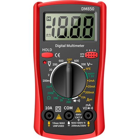 (Exclusivité Mexique) (Pas d'échantillon, en cours de développement) Multimètre numérique compact haute précision, voltmètre portable, ampèremètre, multimètre (sans pile) Boîte rouge (sans pile) (1/5)
