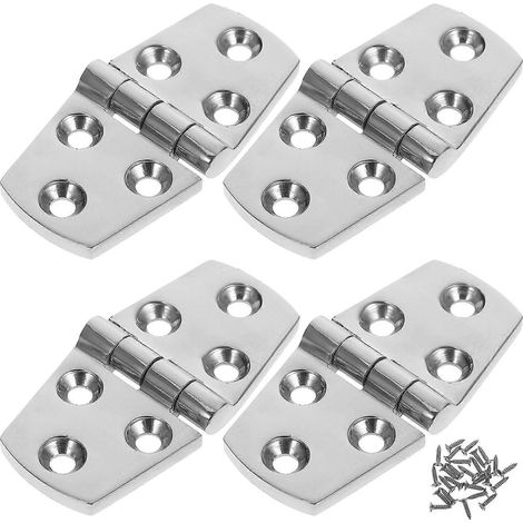 Lot de 4 charnières de trappe de bateau en acier inoxydable, robustes et de qualité marine, pour pont de yacht. Installation facile grâce aux vis incluses. Convient pour une utilisation sur bateau et  (1/4)