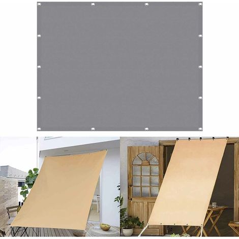Rechteckiges Sonnensegel 2,5 x 5 m – Wasserdicht und UV-beständig – 100 % Polyestergewebe – 98 % UV-Schutz für Balkone und Terrassen, grau – 5 m x 5 m