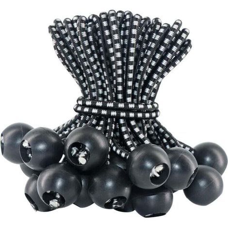 Enowelir - Confezione da 50 pezzi di cordini elastici con palline di gomma per teloni, tende, tendaggi, striscioni, campeggio, 10 cm (1/4)