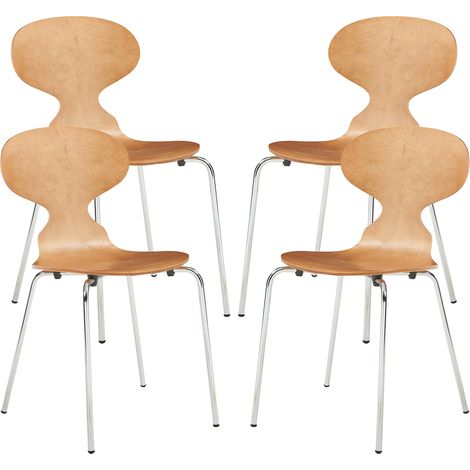 Set di 4 sedie da pranzo dal design moderno e robusto con effetto noce/cromo 030009835