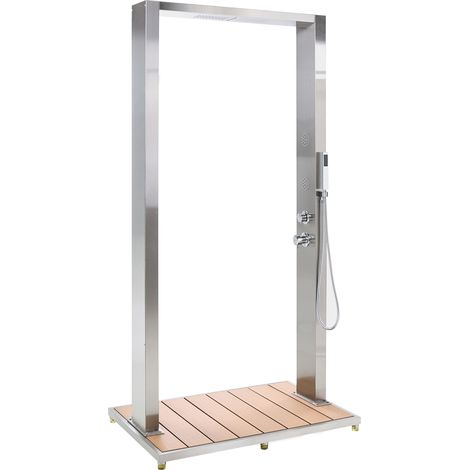 Outdoor Mixer Shower Set Silver and Light Brown Stainless Steel with Rain Function Modern Garden SURAMA