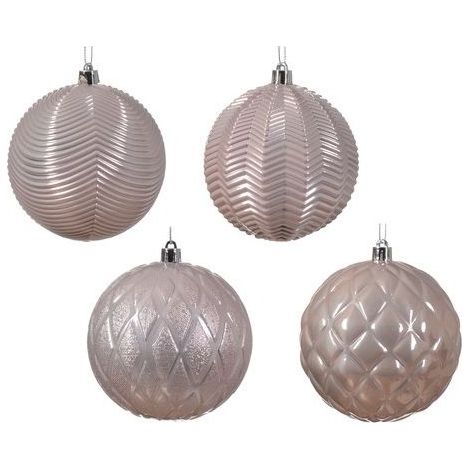 Palline per albero di Natale in vetro color rosa blush decorate da Ø10 cm