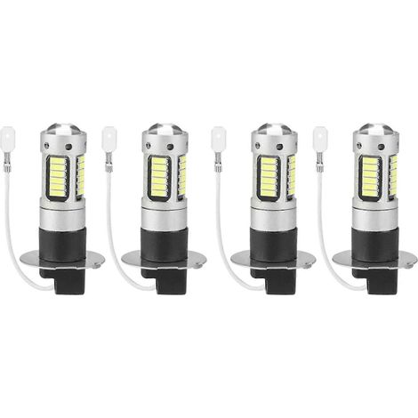 Kit de 4 ampoules LED H3 ultra-lumineuses pour feux de brouillard et feux de jour (DRL), blanc 6000K (1/5)