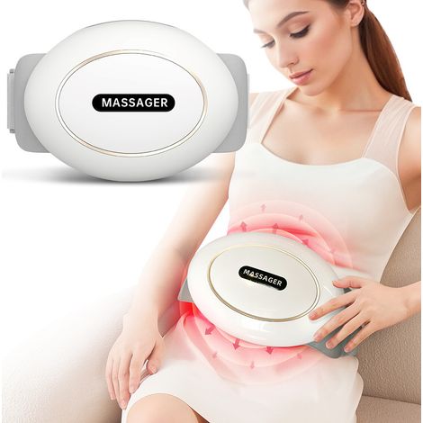 Masseur abdominal intelligent à double mode, 3 rotations, 2 intensités, chauffage à lumière rouge, minuterie 10 min, blanc ancien, pour maison et bureau – CHICFURN (1/5)