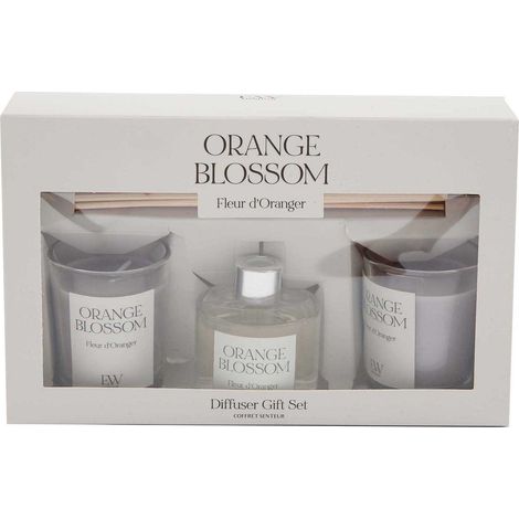 Coffret 2 bougies parfumée et diffuseur 50ml Senteur Fleur d'oranger