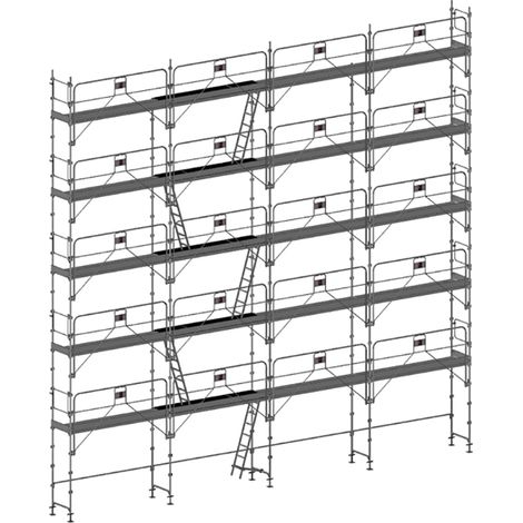 Ponteggio 156m² : Struttura + Piani + Fermapiedi + Parapetto - MEKA48P-156-SPP