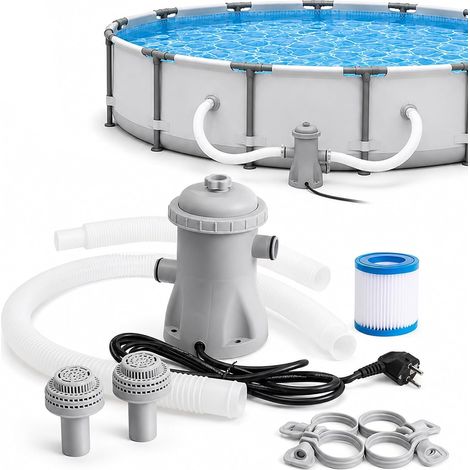 330 GPH Aufstellpool-Filterpumpe mit elektrischem Kartuschenfilter, geräuscharmem Kartuschenfilter mit Schläuchen und Ersatzfilter, komplettes aufblasbares Pumpenset für kleine Pools (1/5)