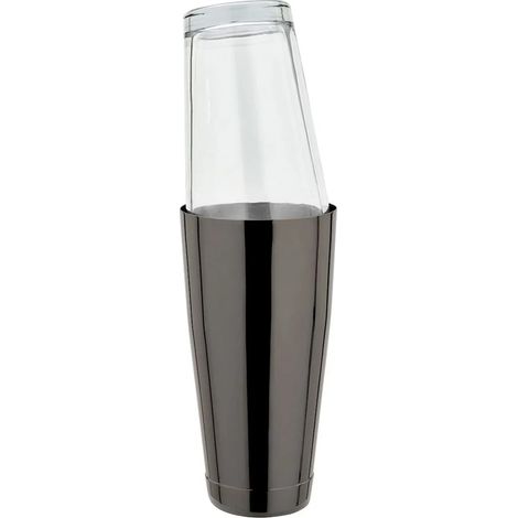 Boston Coctelera - Acero inoxidable, GMB, negro plomizo con vaso mezclador americano original, 28 oz