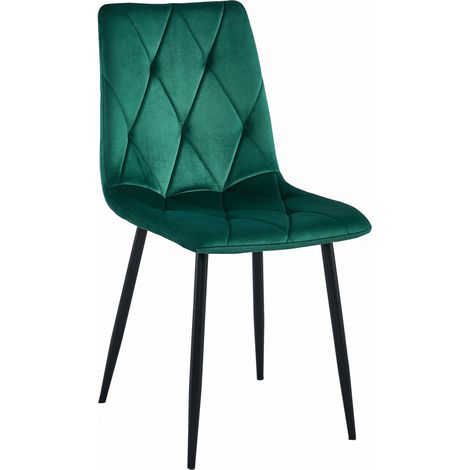 Sedia LIBRA - velluto verde scuro / gambe nere x 1 (1/5)