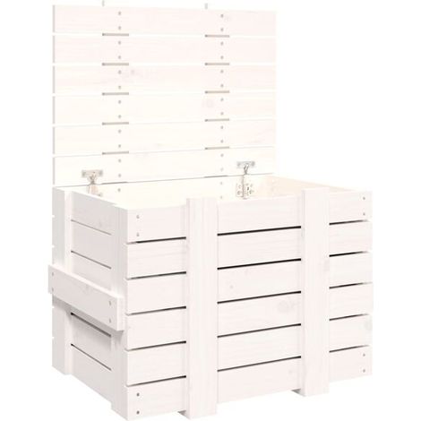 Boîte de rangement blanche, 58 x 40,5 x 42 cm, en pin massif (1/5)