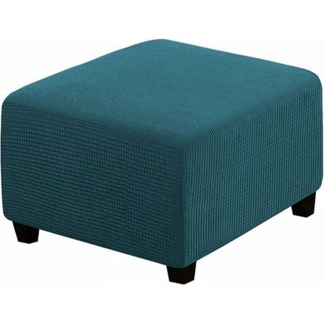 Housse de tabouret carrée élastique pour tabouret de rangement et repose-pieds (bleu foncé) (1/5)