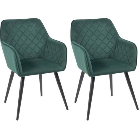 Lot de 2 chaises velours capitonné vert 54cm Casita CORK (1/2)