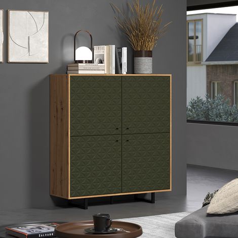 Buffet haut moderne chêne artisan/vert Santana (1/5)