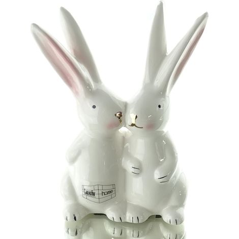 GASPER Oster-Deko Hasenpaar KISSES Weiß 14 cm - Keramik (1/3)