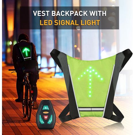 Gilet de cyclisme, télécommande sans fil avertissement vélo lumineux paquet de clignotants LED gilet lumineux gilet de cyclisme sac lumineux, deux pièces (1/4)