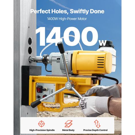Perceuse Magnétique 1400 W, Perceuse à Colonne Force 13000 N, Vitesse Variable 0-750 tr/min, Diamètre d'Alésage Maximal 50 mm, pour… (1/5)