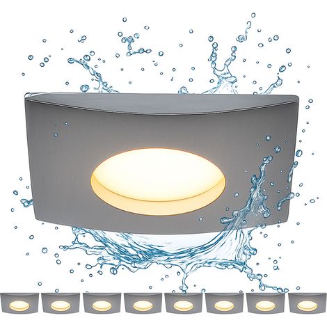 LED Einbaustrahler Deckenlampe Einbauspot dimmbar über Lichtschalter Einbauleuchte, weiß, Aluminium, 5,5W 350lm warmweiß, LxBxH 8x8x3 cm, 8er Set