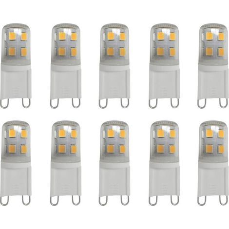 Ampoules LED G9 2W Blanc Chaud 2700K, 200LM, équivalent à 20W Halogène, Pour éclairage Domestique, Non-Flicker, AC 220-240V, Paquet de 10 [Classe énergétique B] (1/5)