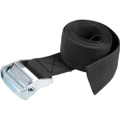 Sangle d'arrimage avec boucle à cliquet 500kg 2,5m x 50mm Noir pour Transport & Outdoor