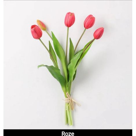 Tulipes au toucher réaliste - Roses - Tulipes au toucher réaliste - Roses - Tulipes - Fleurs artificielles-AquaForge (1/5)