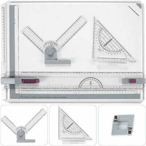 Table à dessin A3, table à dessin DIN A3, avec fonction de déplacement parallèle et angle réglable, adaptée au travail professionnel. (1/4)