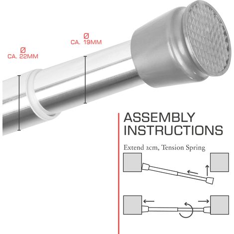 Barre de douche télescopique Sans percer 115-200 cm Neptun, Chrome