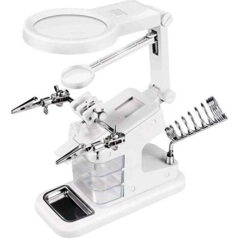Troisième Main Loupe 3X 4.5X 25X, Loupe Soudure avec 10 Lumières LED, 3pcs Petites Boîtes et Pinces Crocodiles pour Assemblage, Réparation, Modelage, Artisanat (1/4)