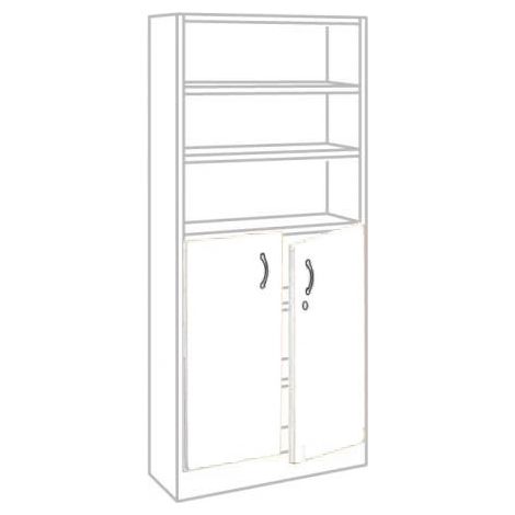 Jeu de 2 portes basses pour bibliothèque haute de bureau blanc - Maxiburo