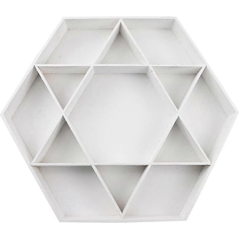Plateau hexagonal en bois en forme d'étoile pour les fêtes, boîte de rangement pour fruits, ornements décoratifs et objets artisanaux blancs (1/4)