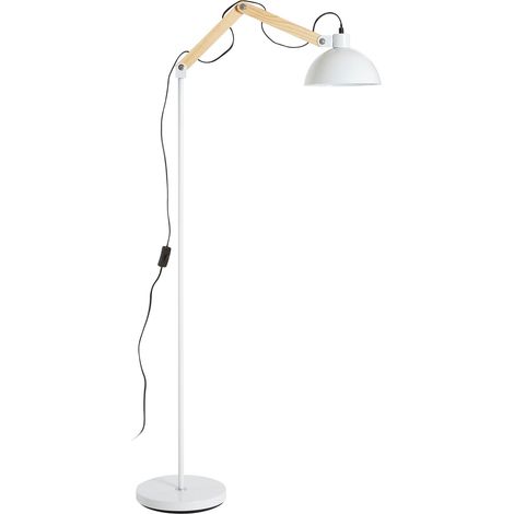Interiors by Premier Sleek White Wood And Metal Floor Lamp, Sturdy Design Bedroom Floor Lamp, Highly Manoeuuvrable Modern Lamp