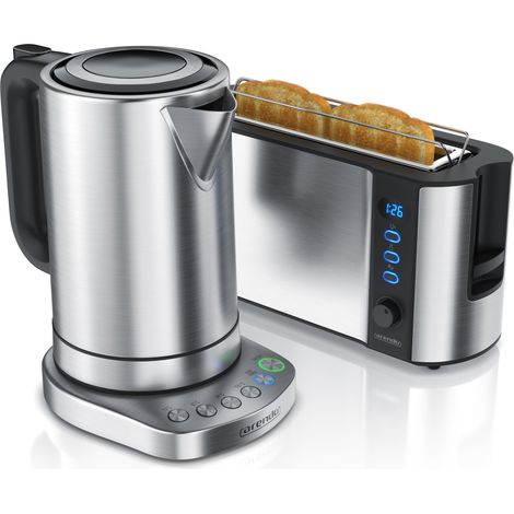 Arendo Frühstücks-Set in Edelstahl Design - Wasserkocher mit Temperaturauswahl & Toaster (1/5)