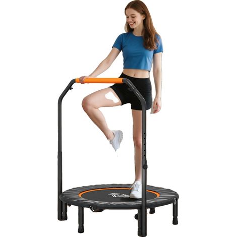 Cama elástica de fitness, diseño plegable, asa ajustable, color naranja. (1/5)